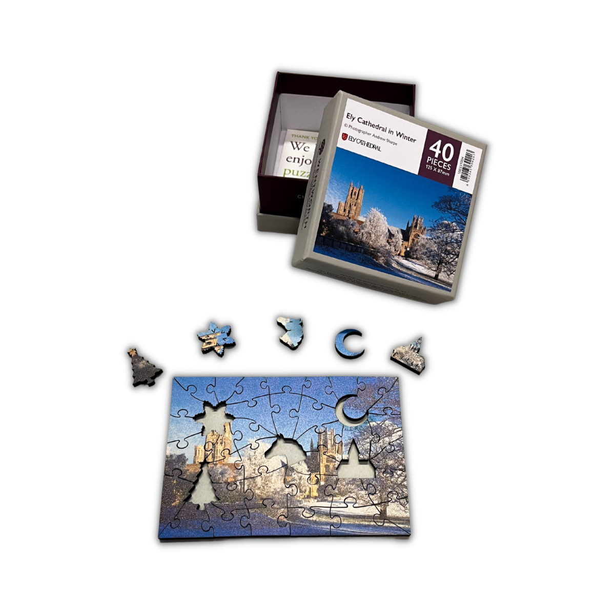 Image of Ely Cathedral in Winter Mini Wooden Jigsaw