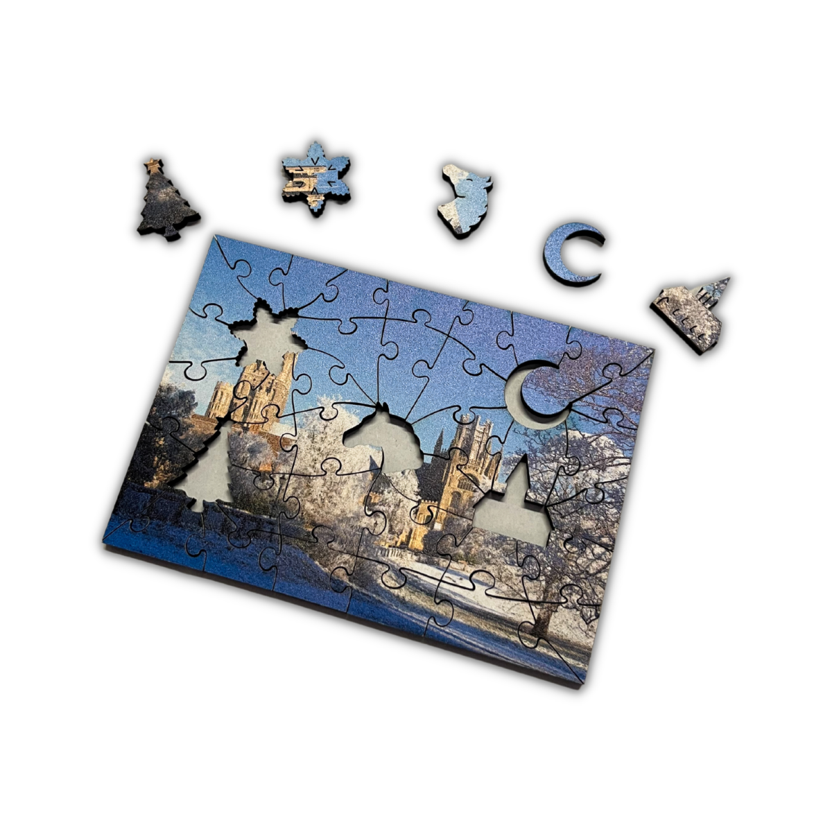 Image of Ely Cathedral in Winter Mini Wooden Jigsaw