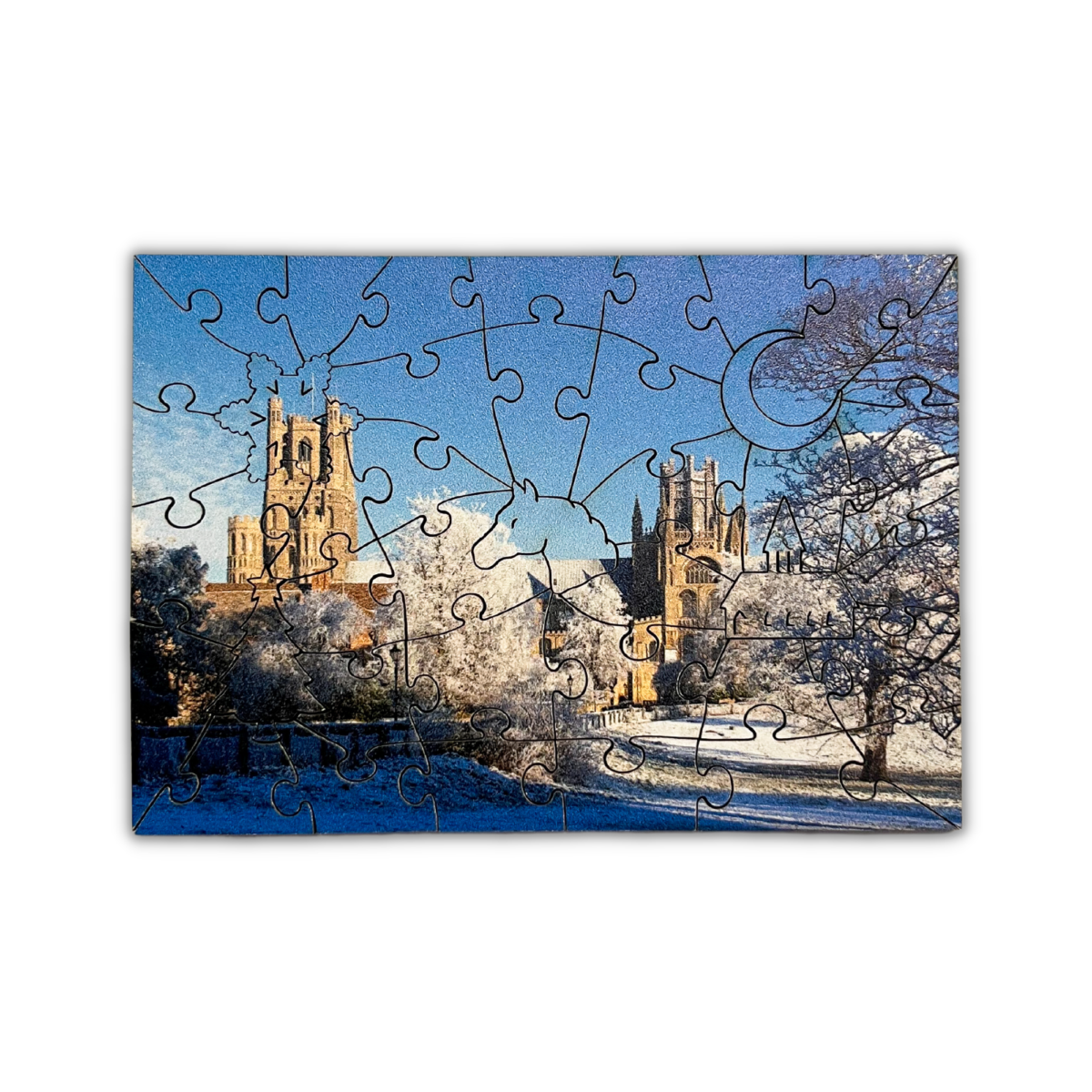 Image of Ely Cathedral in Winter Mini Wooden Jigsaw