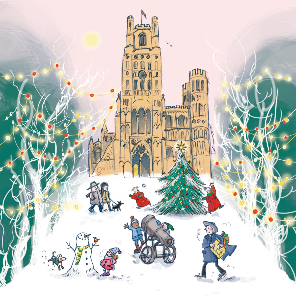 Image of 2024 Ely Cathedral Friends Christmas Card - Ely Cathedral in the Snow