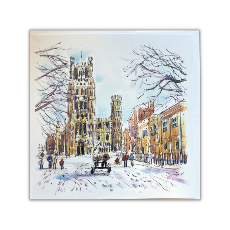Ely Cathedral in the snow card by Richard Briggs