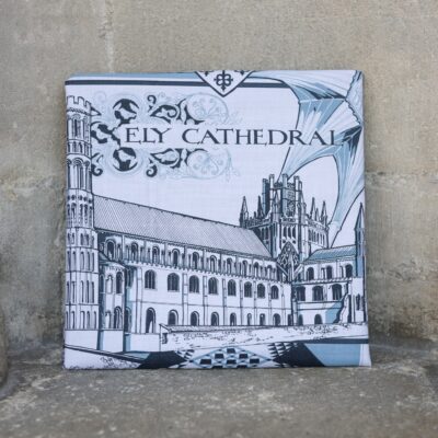 Thumbnail image of Ely Cathedral Tea Towel - Blue and White
